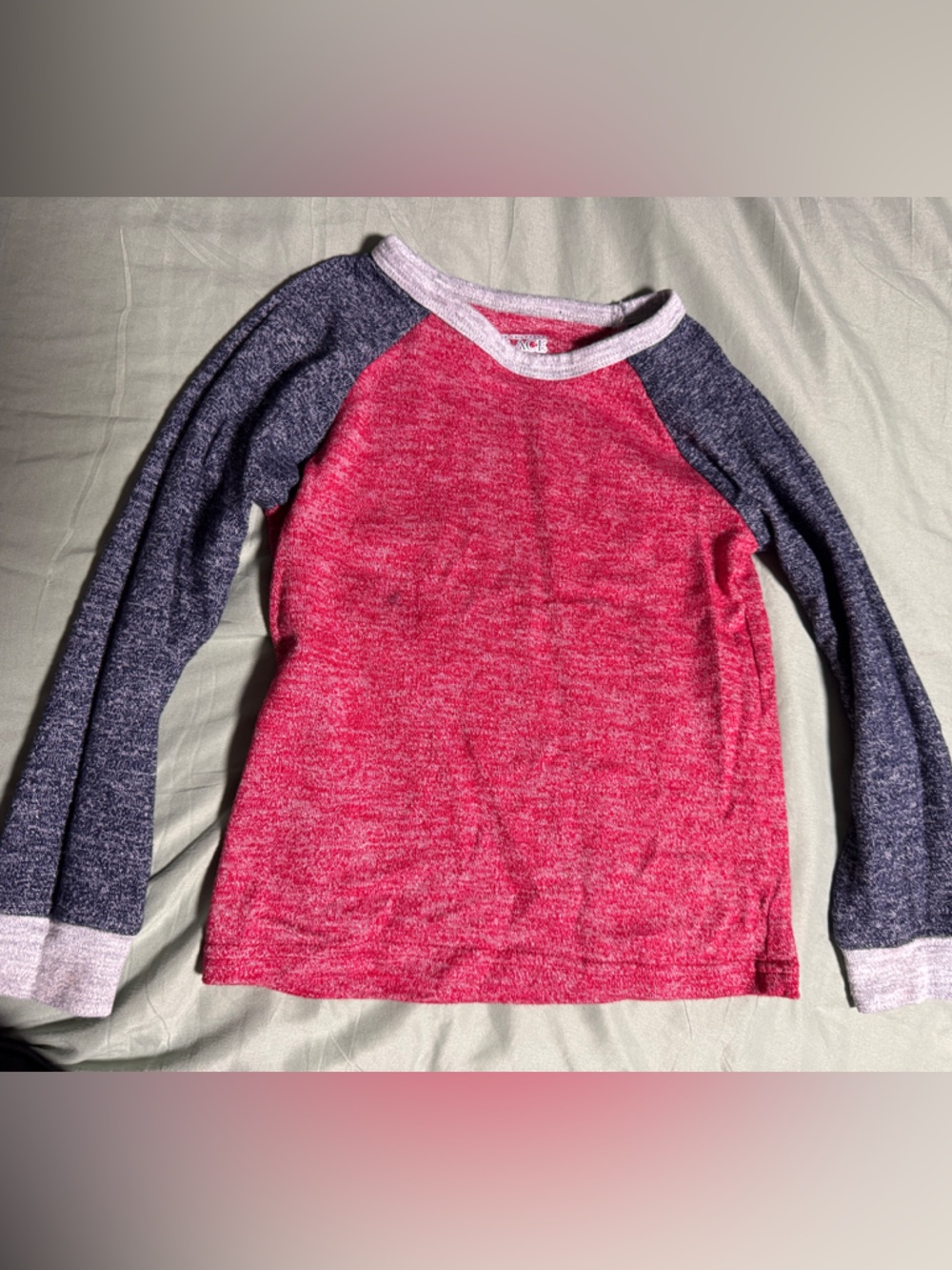 The Children's Place Pink Body with Navy Raglan Sleeve Sweater
